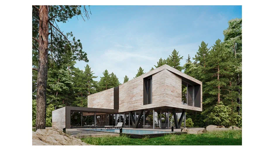 Design and visualization of a residential building in a modern style (2)