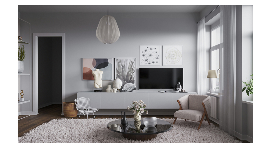 Design and visualization of the living room in bright colors (2)